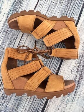 SOREL Joanie II Lace Leather Wedge Sandals